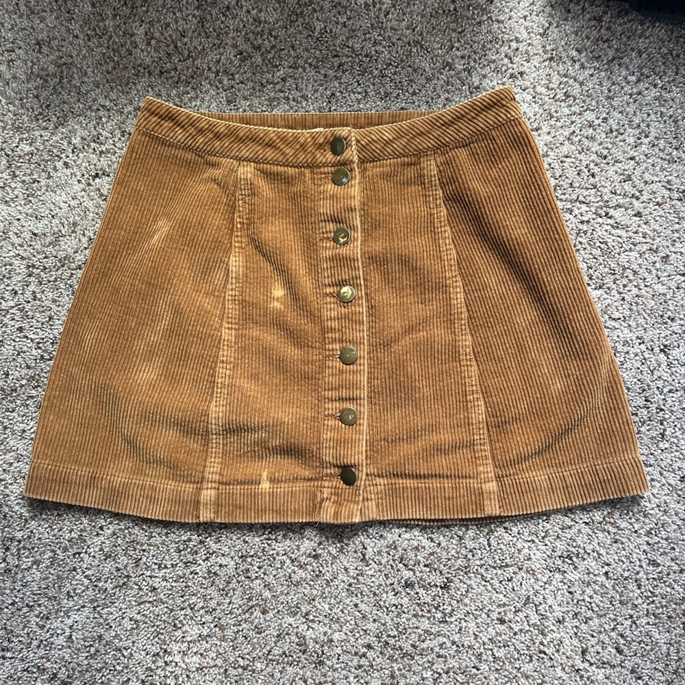 Wet Seal Mini Skirt Women's Size M Brown Corduroy Button Front